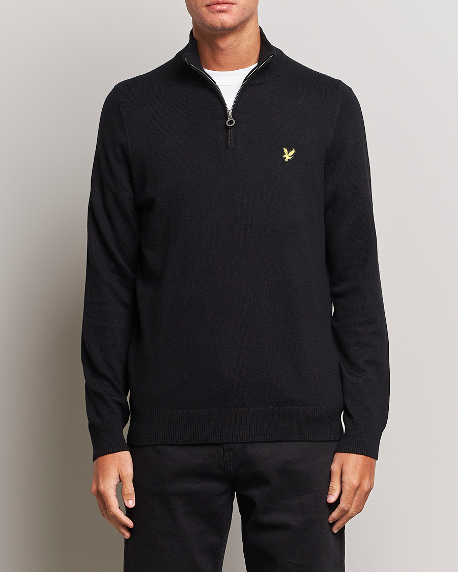 Herren | Pullover | Lyle & Scott | Cotton/Merino Half Zip Jet Black