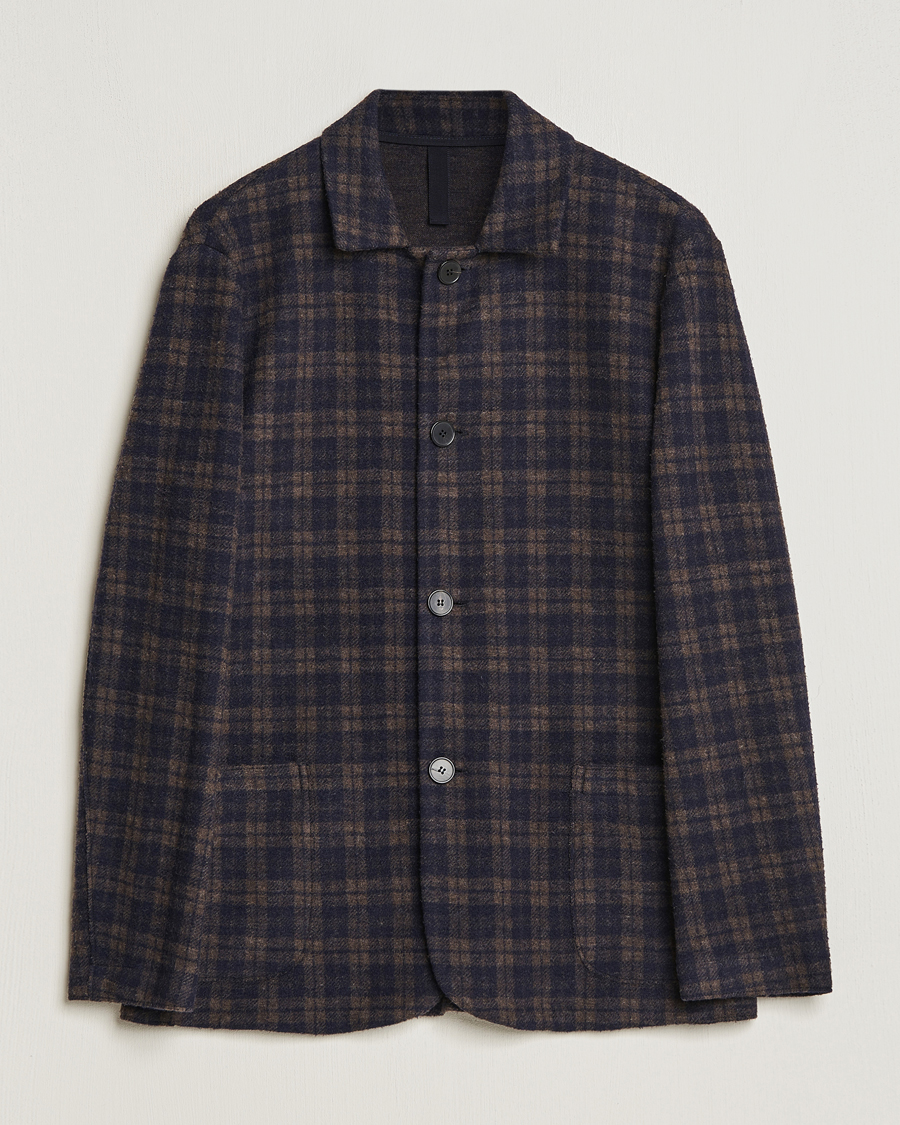 Herren | Sakkos | Harris Wharf London | Dropped Shoulder Checked Jacket Navy/Brown