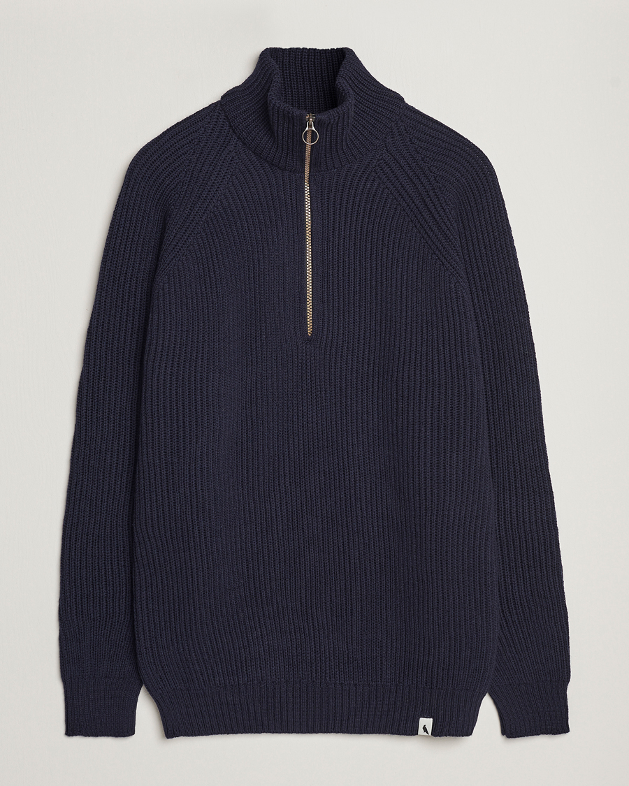 Herren | Pullover | Peregrine | Ford Knitted Wool Half Zip Navy