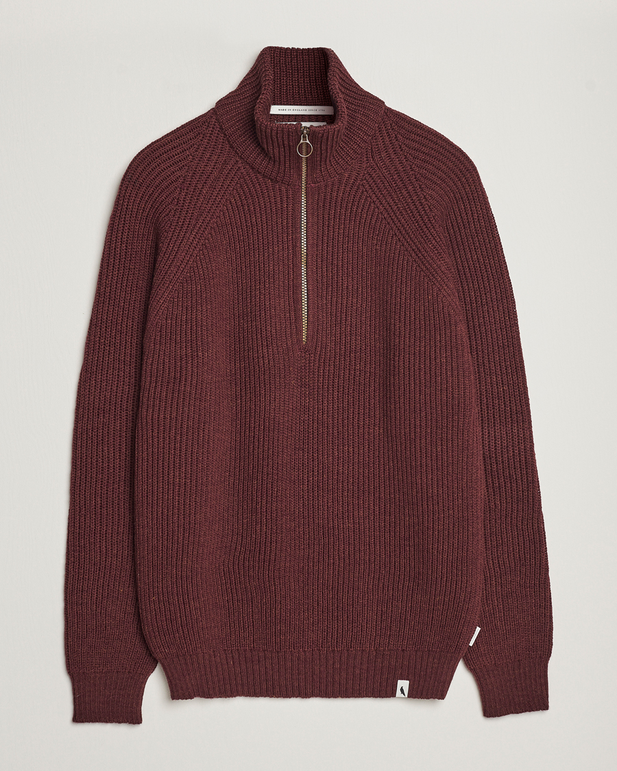Herren | Pullover | Peregrine | Ford Knitted Wool Half Zip Shiraz