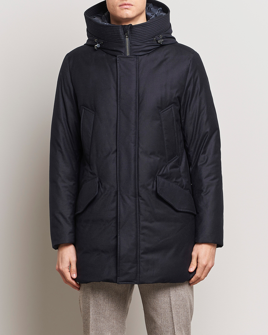 Herren | Jacken | Woolrich | Luxe Loro Piana Long Parka Melton Blue