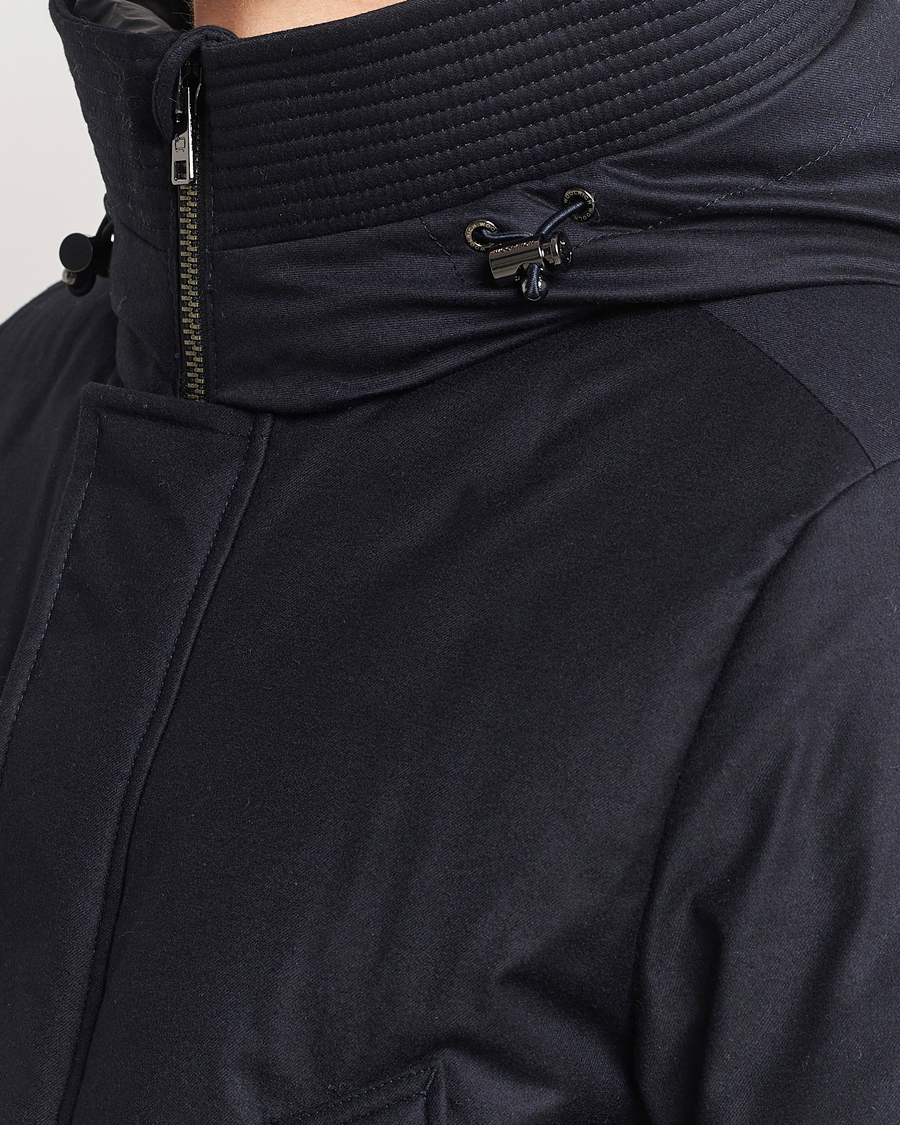 Herren | Jacken | Woolrich | Luxe Loro Piana Long Parka Melton Blue