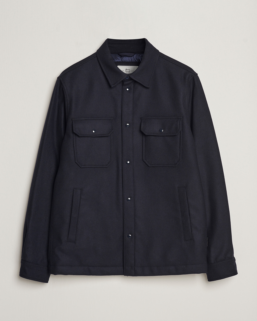 Herren | Jacken | Woolrich | Alaskan Melton Wool Overshirt Melton Blue