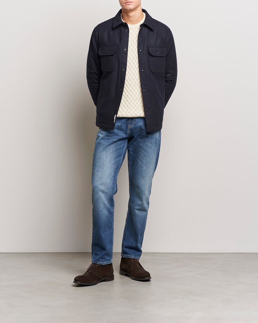 Herren | Jacken | Woolrich | Alaskan Melton Wool Overshirt Melton Blue