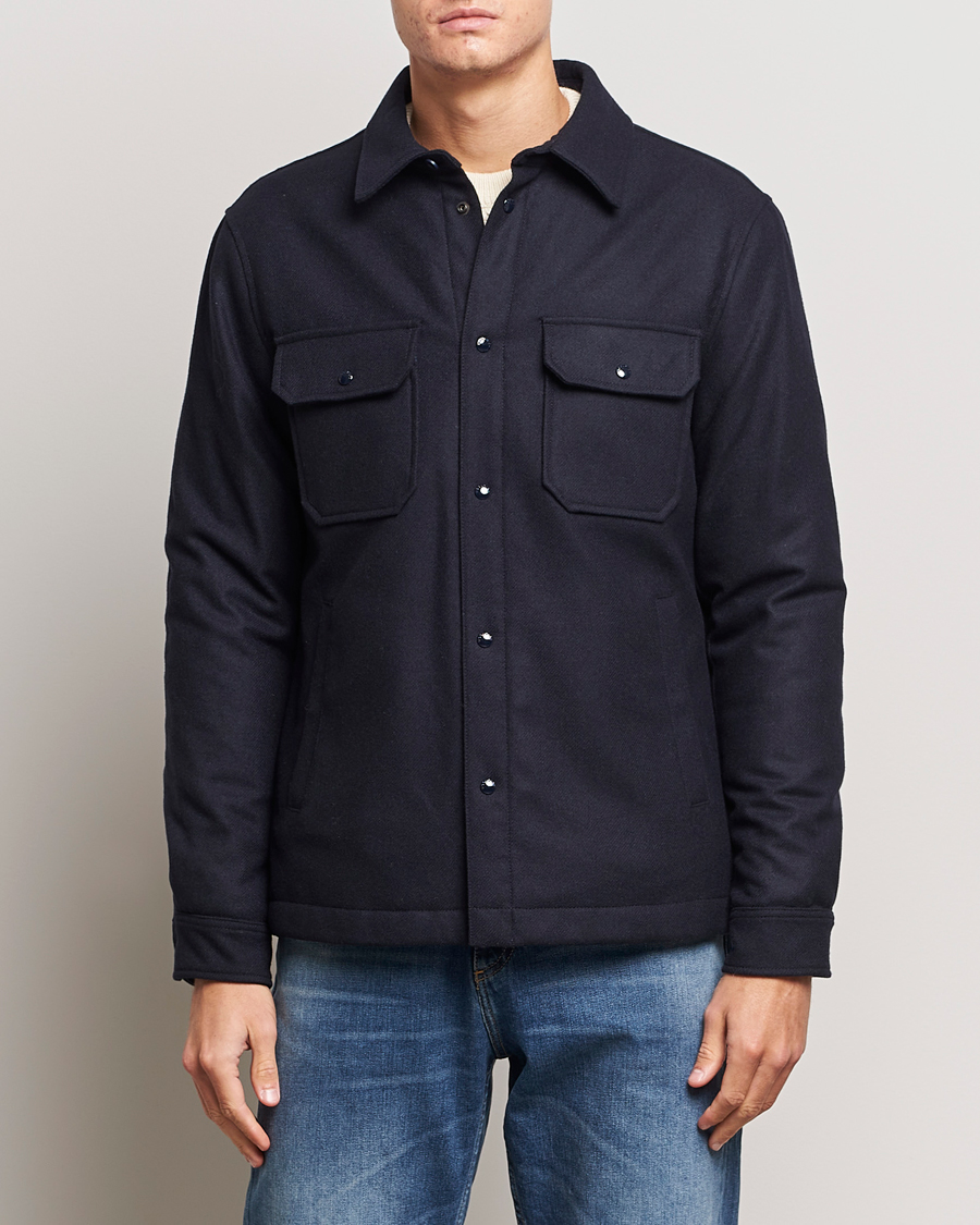 Herren | Jacken | Woolrich | Alaskan Melton Wool Overshirt Melton Blue