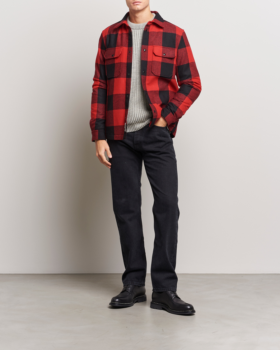 Herren | Jacken | Woolrich | Alaskan Melton Wool Overshirt Red Buffalo