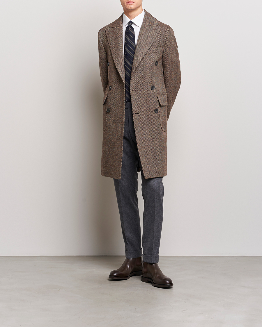 Herren | Jacken | Oscar Jacobson | Polo Wool Herringbone Coat Brown