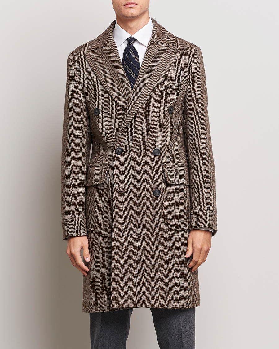 Herren | Jacken | Oscar Jacobson | Polo Wool Herringbone Coat Brown