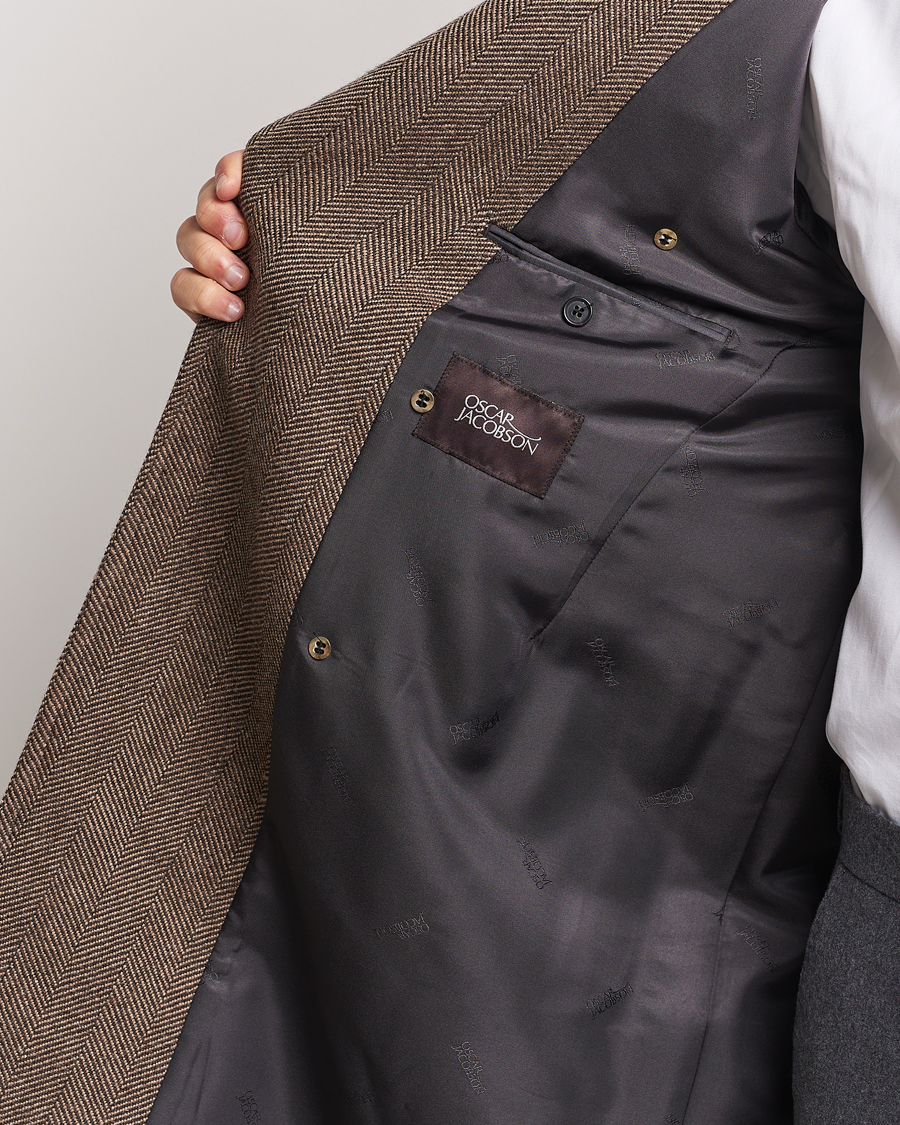 Herren | Jacken | Oscar Jacobson | Polo Wool Herringbone Coat Brown