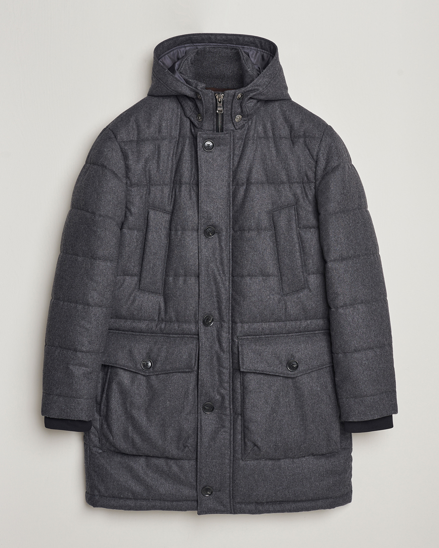 Herren | Jacken | Oscar Jacobson | Stormar Padded Wool Parka Grey Melange