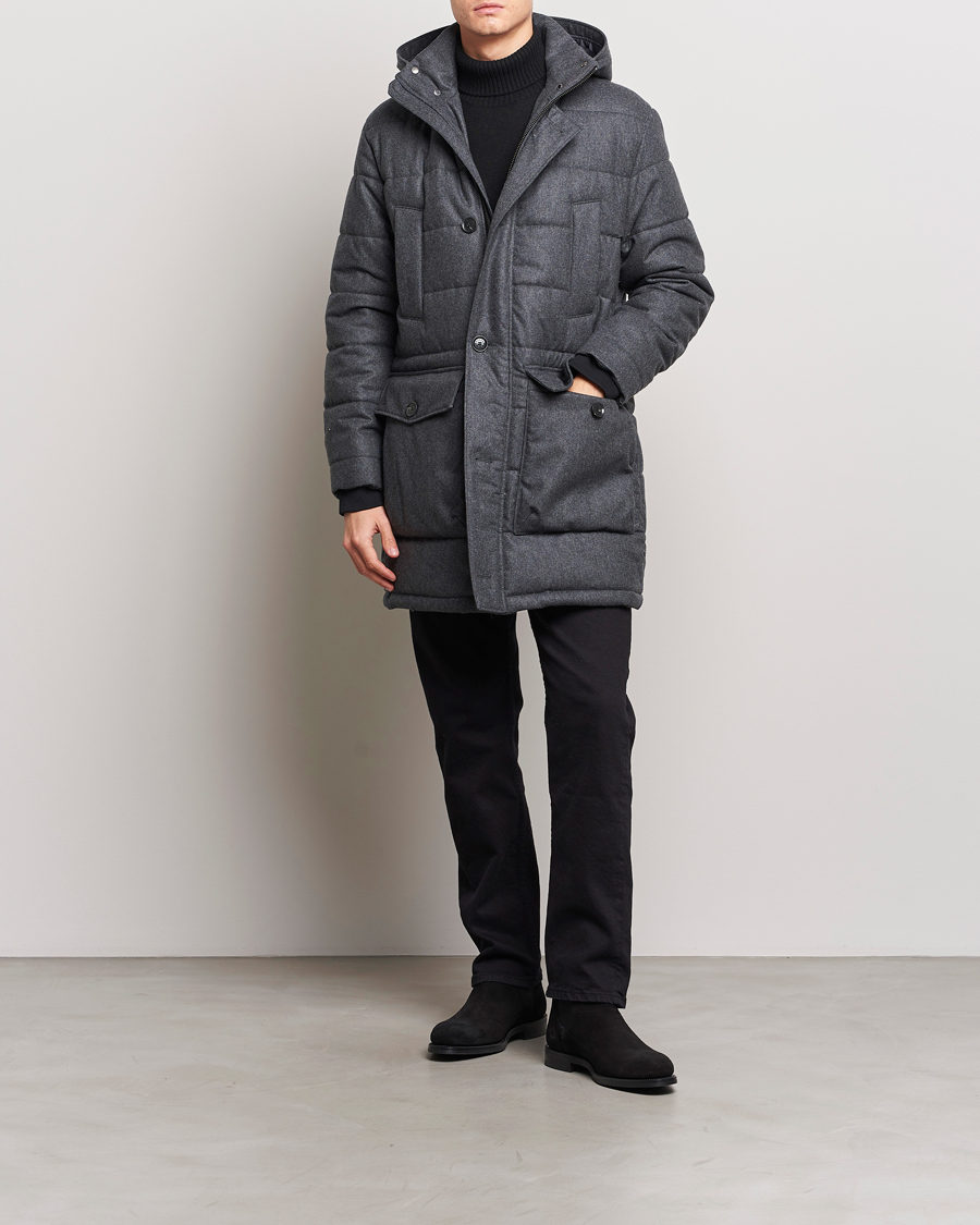 Herren | Jacken | Oscar Jacobson | Stormar Padded Wool Parka Grey Melange
