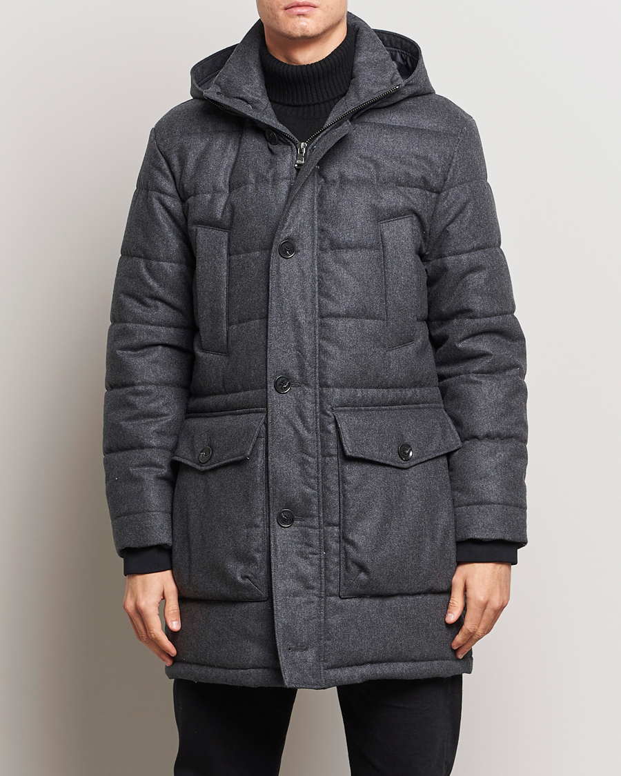 Herren | Jacken | Oscar Jacobson | Stormar Padded Wool Parka Grey Melange