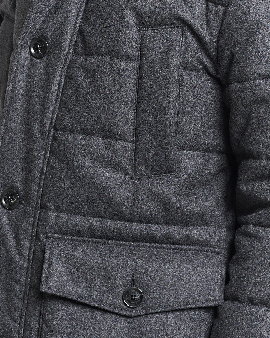 Herren | Jacken | Oscar Jacobson | Stormar Padded Wool Parka Grey Melange