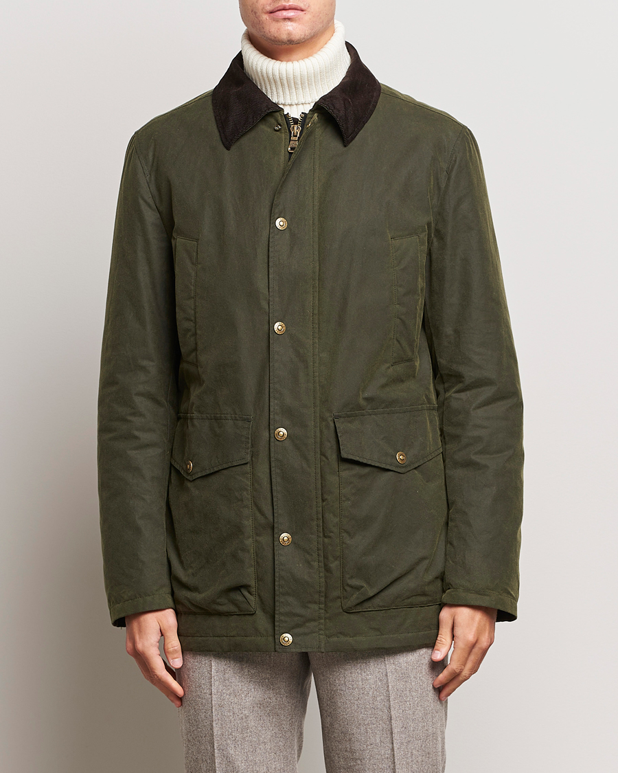 Herren | Jacken | Oscar Jacobson | Colewyn Waxed Padded Jacket Olive