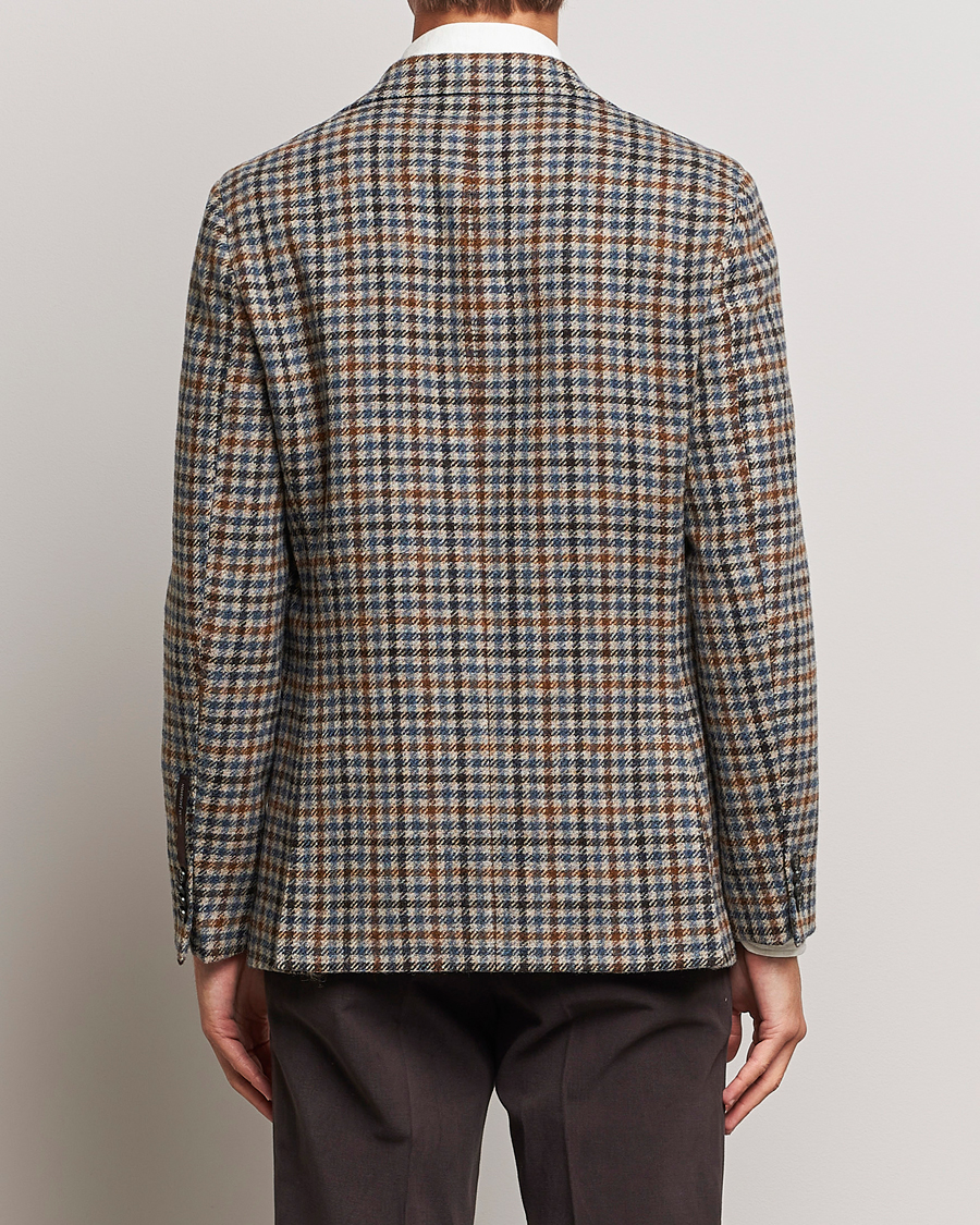 Herren | Sakkos | Oscar Jacobson | Fogerty Soft Small Checked Wool Blazer Blue/Brown