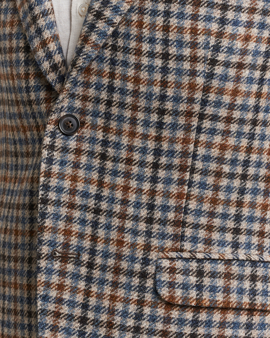 Herren | Sakkos | Oscar Jacobson | Fogerty Soft Small Checked Wool Blazer Blue/Brown