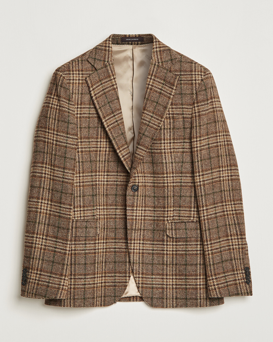 Herren | Sakkos | Oscar Jacobson | Fogerty Soft Checked Wool Blazer Brown