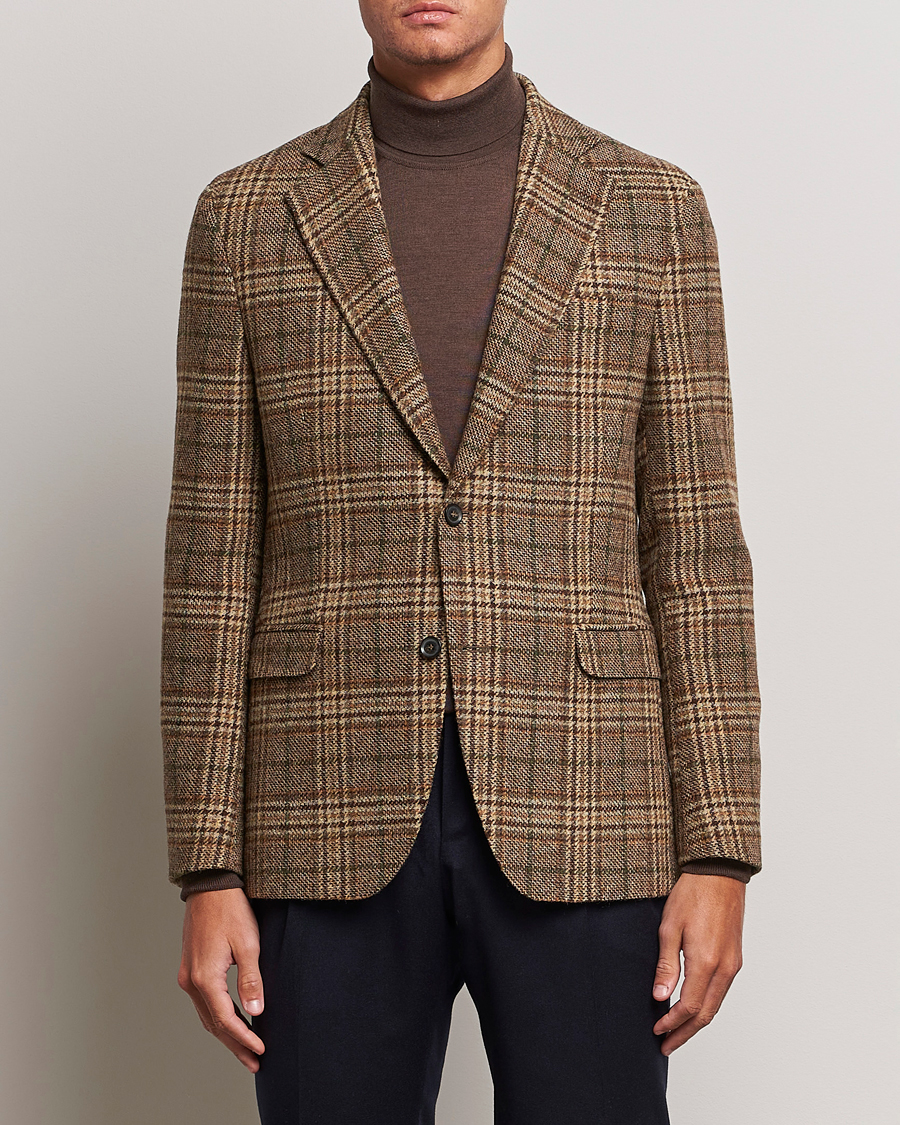 Herren | Sakkos | Oscar Jacobson | Fogerty Soft Checked Wool Blazer Brown