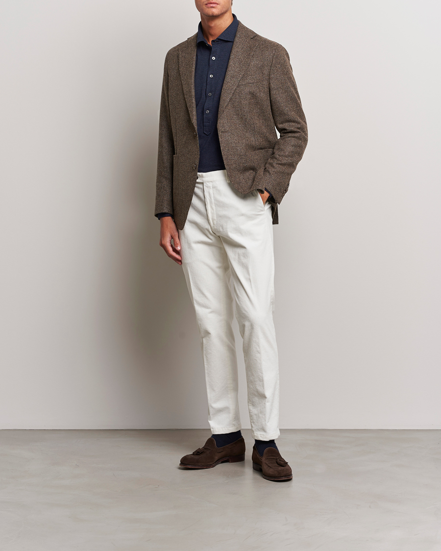 Herren | Sakkos | Oscar Jacobson | Ferry Patch Hopsack Wool/Cotton/Cashmere Blazer Brown