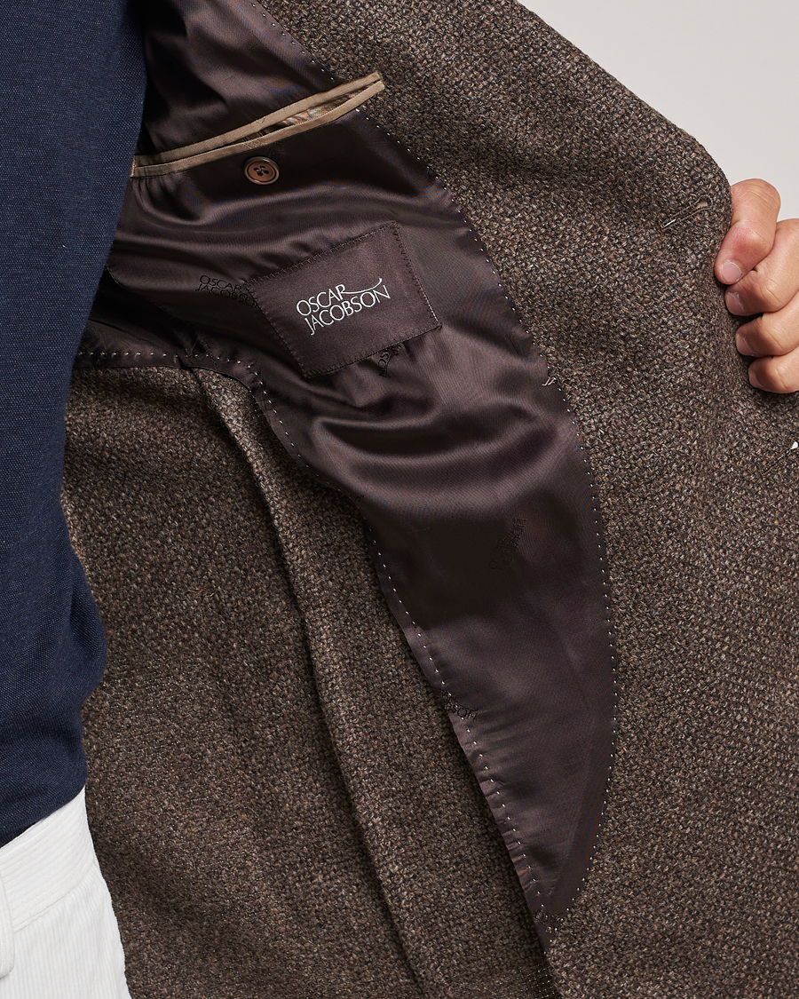 Herren | Sakkos | Oscar Jacobson | Ferry Patch Hopsack Wool/Cotton/Cashmere Blazer Brown