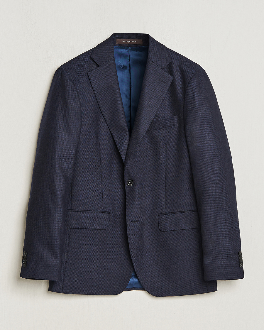 Herren | Sakkos | Oscar Jacobson | Fogerty Structured Wool Blazer Navy