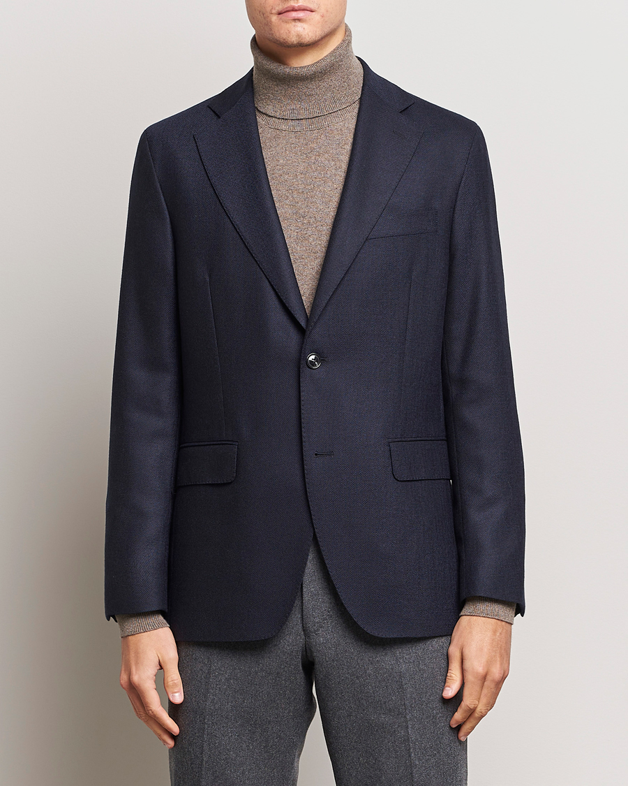 Herren | Sakkos | Oscar Jacobson | Fogerty Structured Wool Blazer Navy