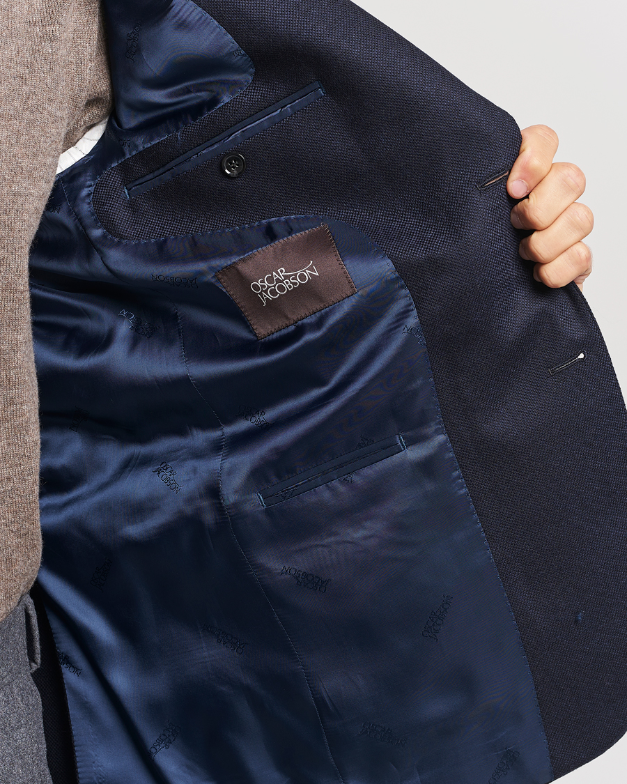 Herren | Sakkos | Oscar Jacobson | Fogerty Structured Wool Blazer Navy