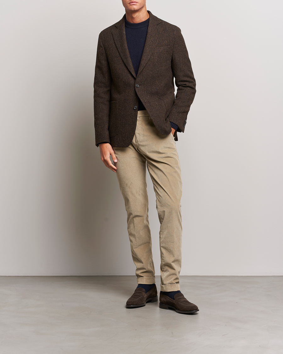 Herren | Sakkos | Oscar Jacobson | Fogerty Moon Herringbone Tweed Blazer Brown