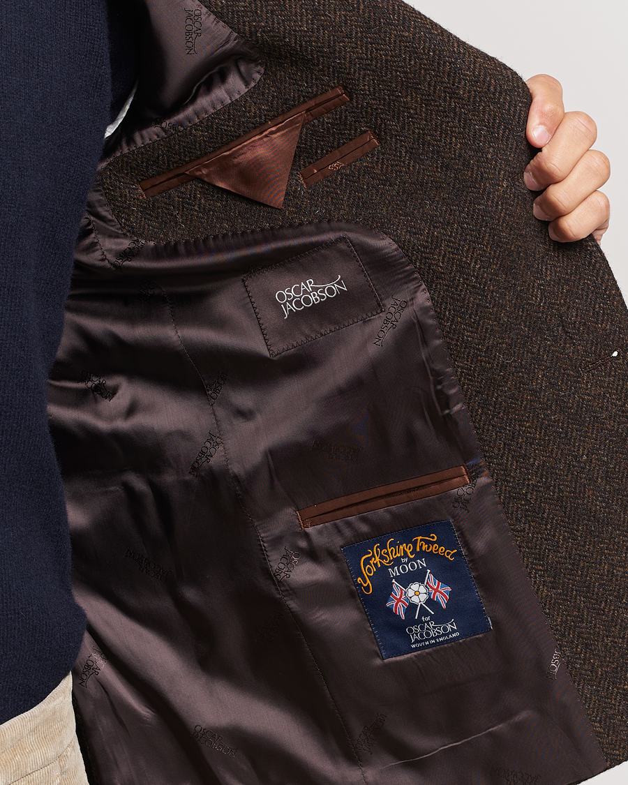 Herren | Sakkos | Oscar Jacobson | Fogerty Moon Herringbone Tweed Blazer Brown