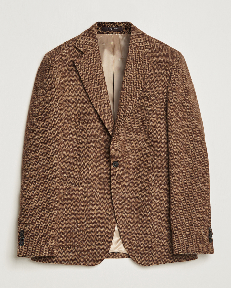 Herren | Sakkos | Oscar Jacobson | Fogerty Moon Herringbone Tweed Blazer Beige