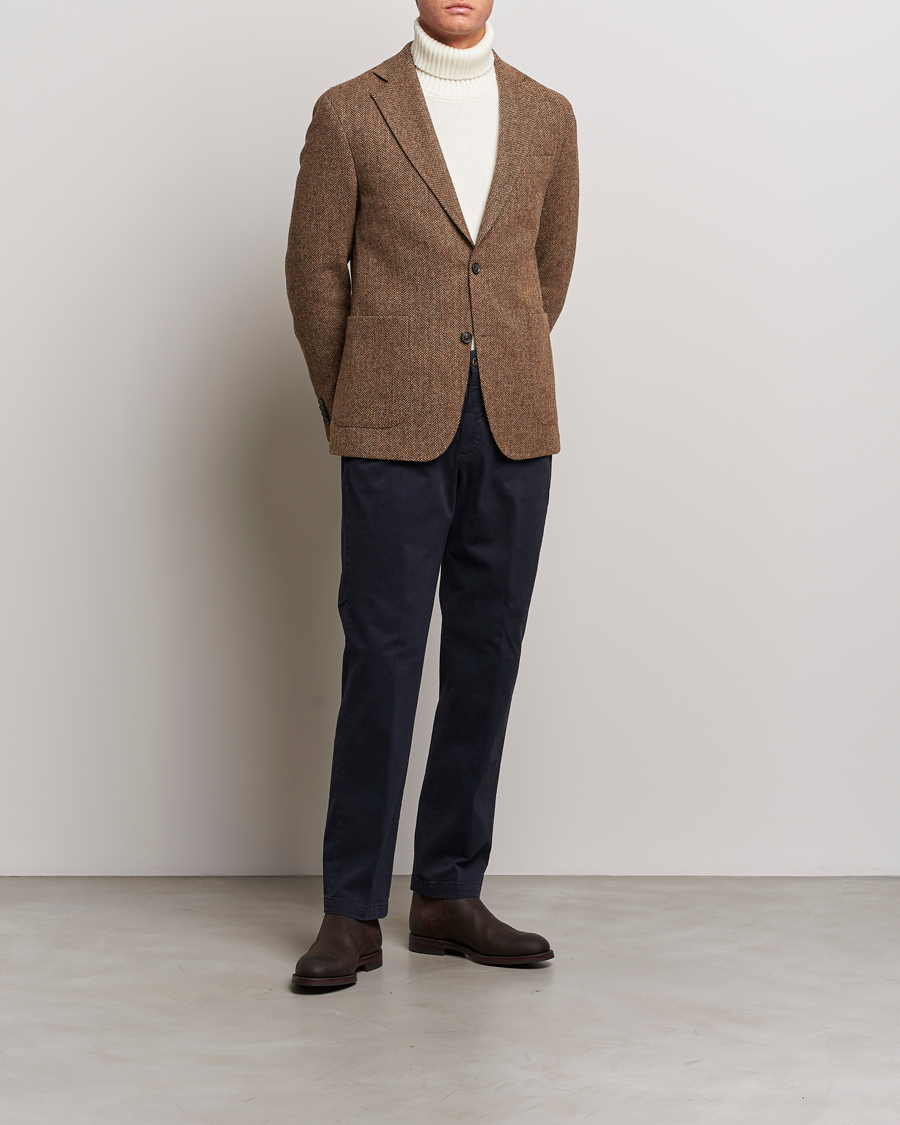 Herren | Sakkos | Oscar Jacobson | Fogerty Moon Herringbone Tweed Blazer Beige