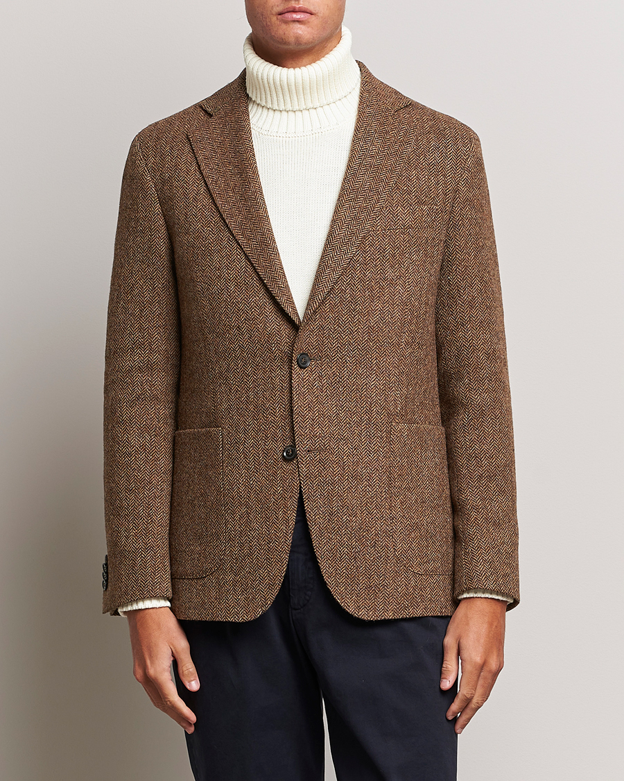 Herren | Sakkos | Oscar Jacobson | Fogerty Moon Herringbone Tweed Blazer Beige