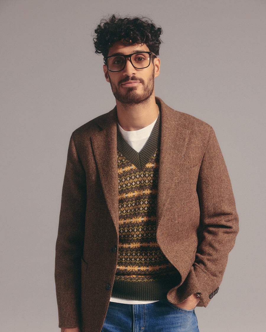 Herren | Sakkos | Oscar Jacobson | Fogerty Moon Herringbone Tweed Blazer Beige