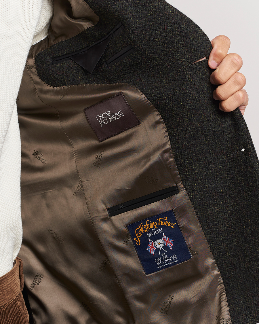 Herren | Sakkos | Oscar Jacobson | Fogerty Moon Herringbone Tweed Blazer Green