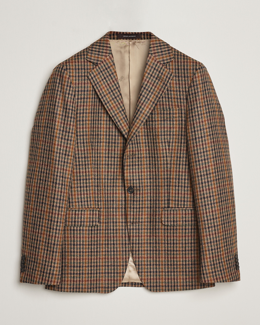 Herren | Sakkos | Oscar Jacobson | Eizer Houndstooth Wool/Cashmere Blazer Brown