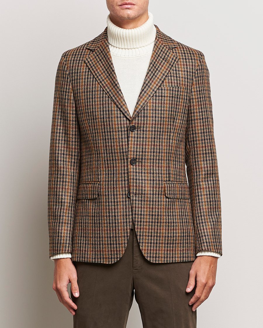 Herren | Sakkos | Oscar Jacobson | Eizer Houndstooth Wool/Cashmere Blazer Brown
