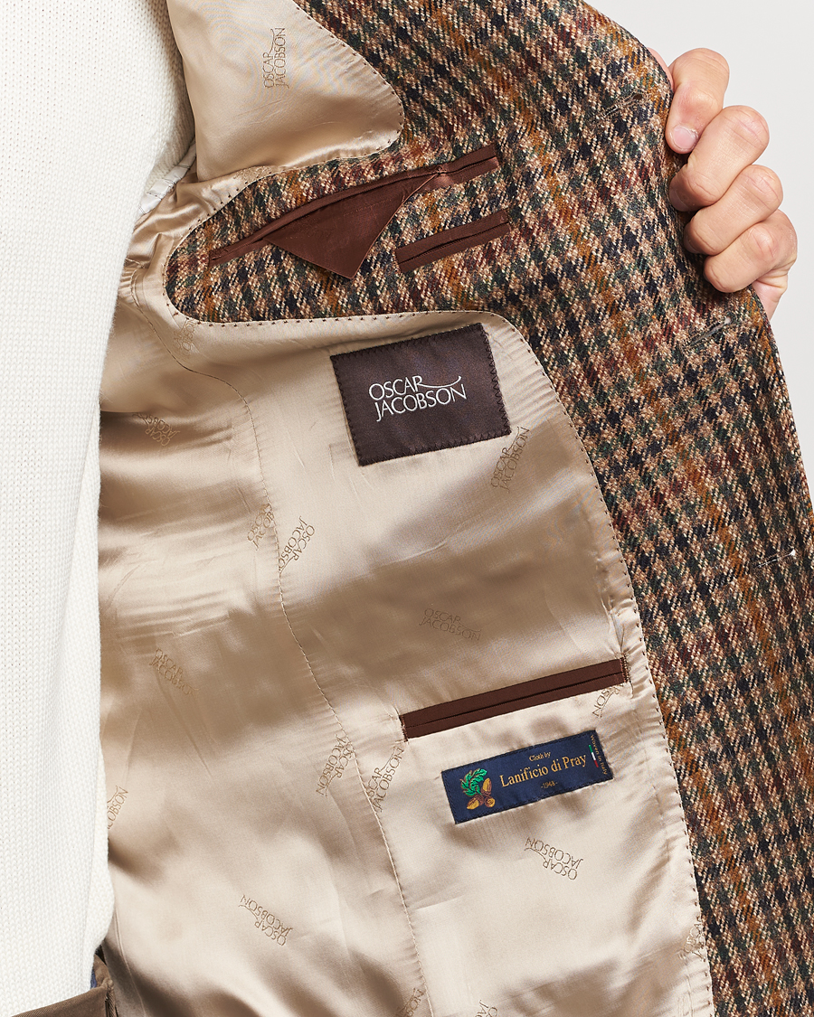 Herren | Sakkos | Oscar Jacobson | Eizer Houndstooth Wool/Cashmere Blazer Brown