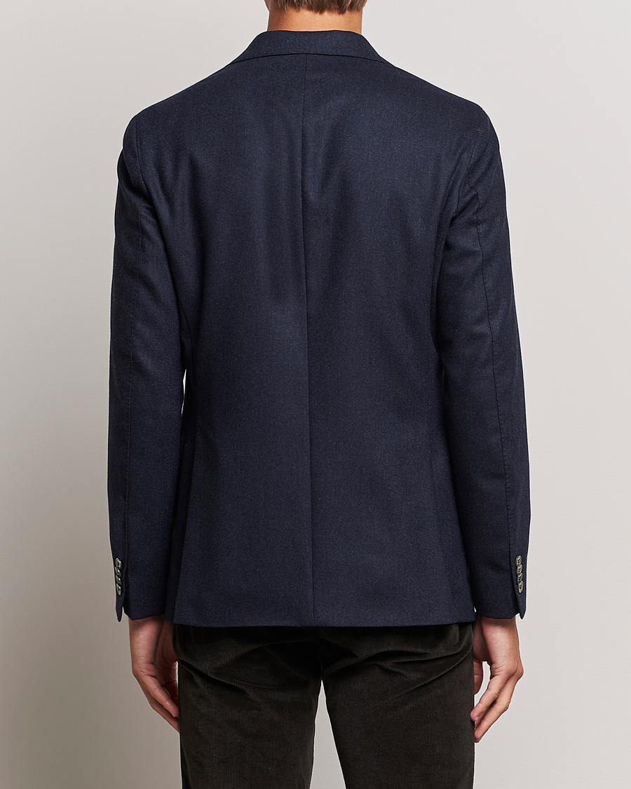 Herren | Sakkos | Oscar Jacobson | Ego Wool Flannel Blazer Navy Melange