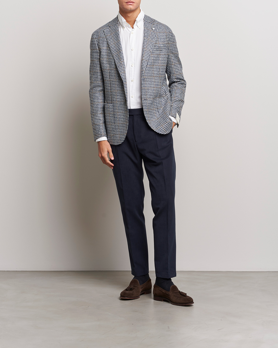 Herren | Hosen | Oscar Jacobson | Delon Brushed Cotton Trousers Navy