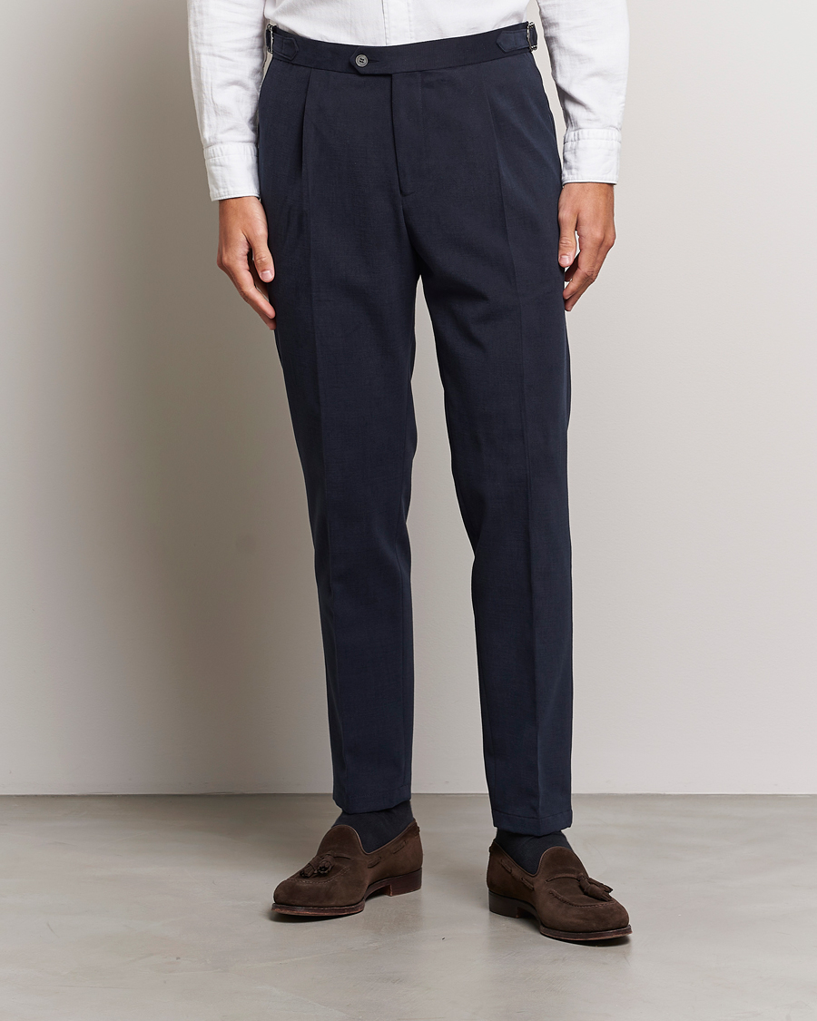 Herren | Hosen | Oscar Jacobson | Delon Brushed Cotton Trousers Navy