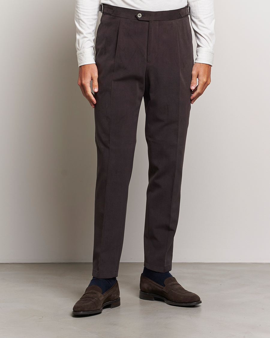 Herren | Hosen | Oscar Jacobson | Delon Brushed Cotton Trousers Brown