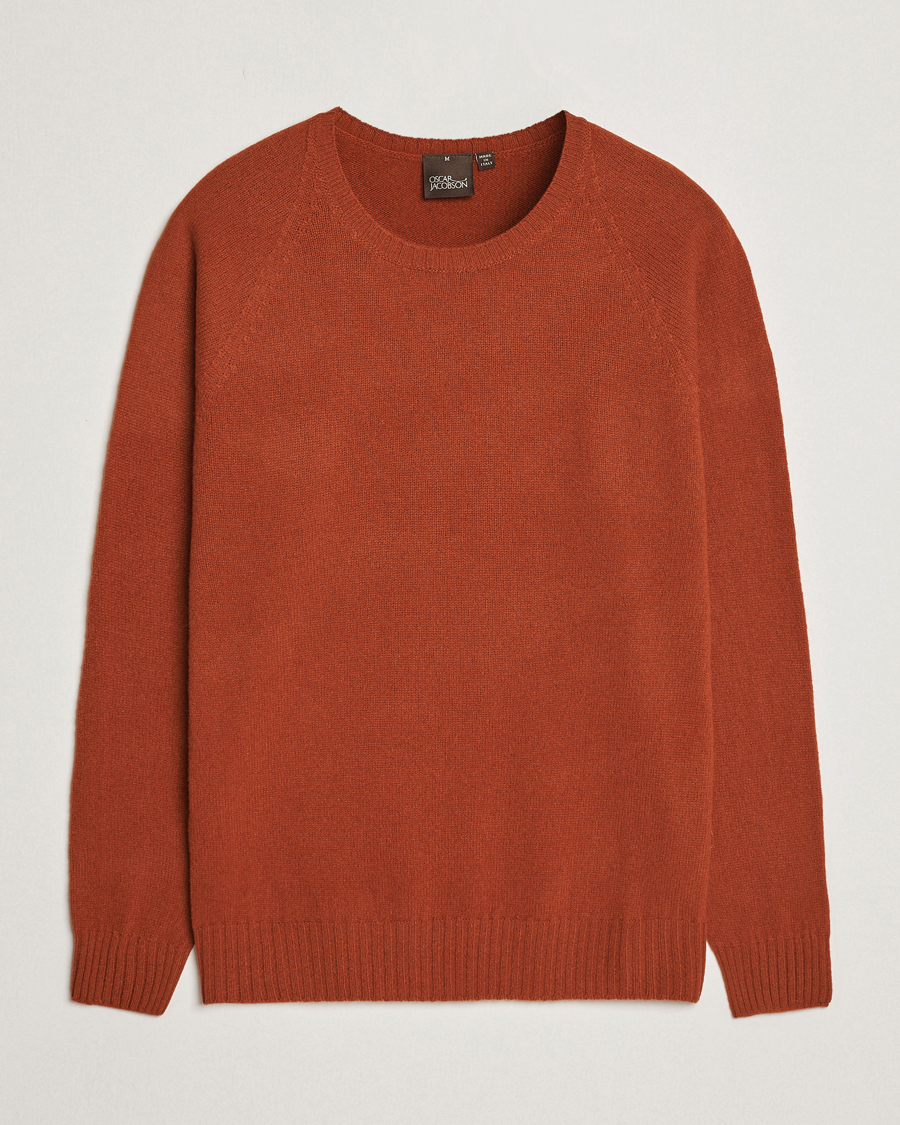 Herren | Pullover | Oscar Jacobson | Kendal Raglan Wool Crewneck Orange