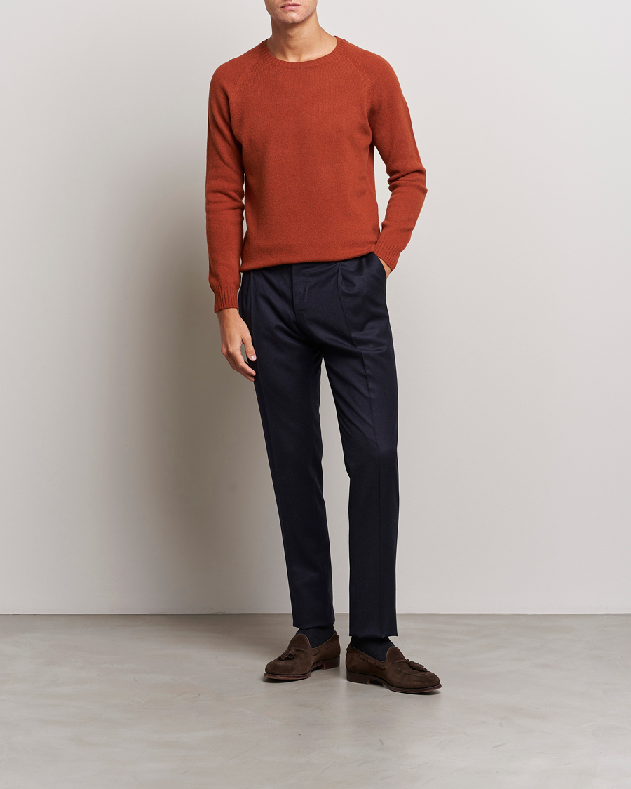 Herren | Pullover | Oscar Jacobson | Kendal Raglan Wool Crewneck Orange