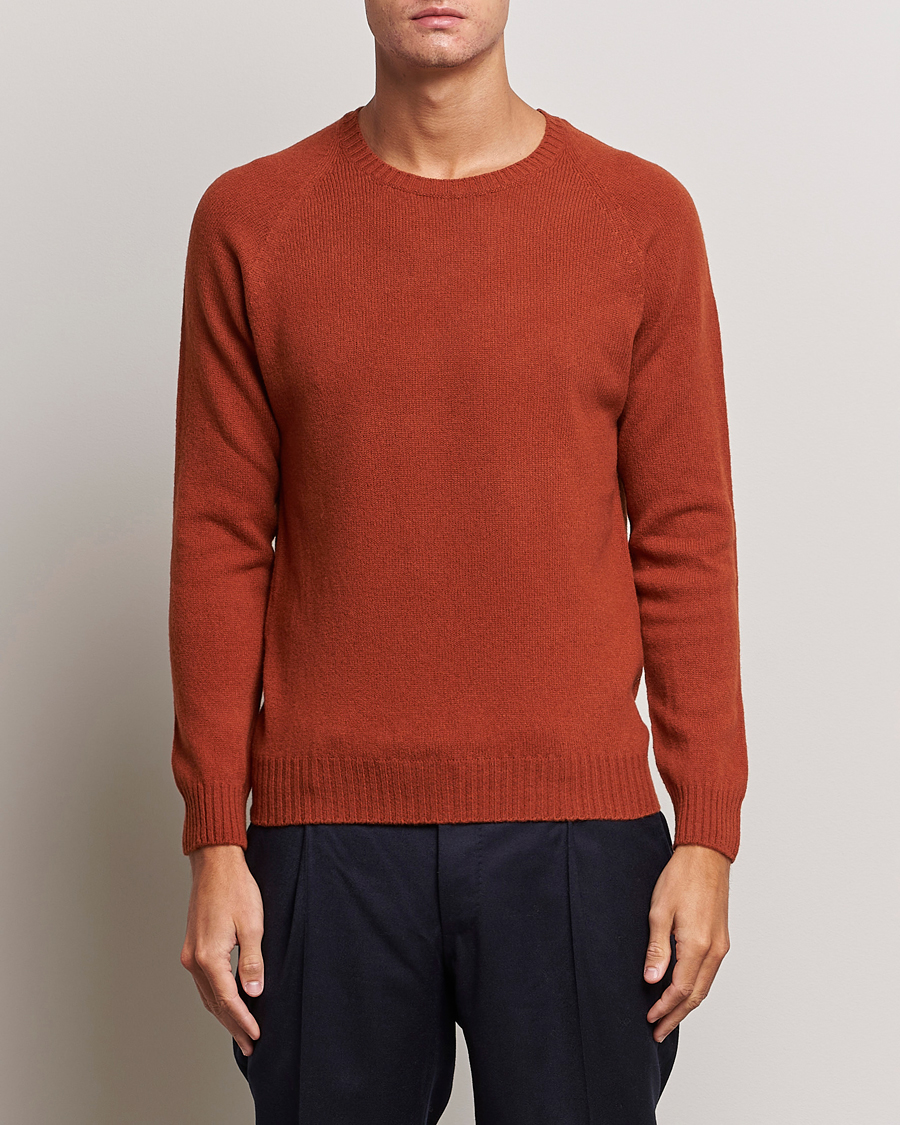 Herren | Pullover | Oscar Jacobson | Kendal Raglan Wool Crewneck Orange