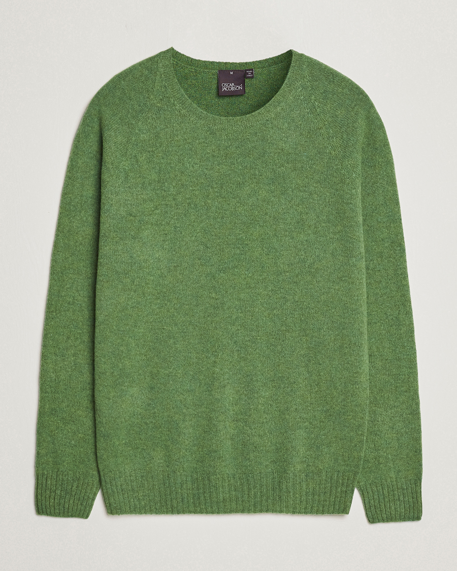 Herren | Pullover | Oscar Jacobson | Kendal Raglan Wool Crewneck Green