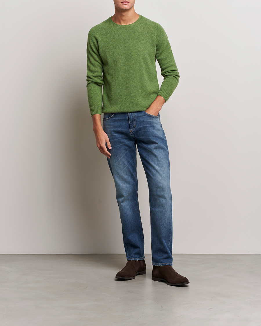 Herren | Pullover | Oscar Jacobson | Kendal Raglan Wool Crewneck Green