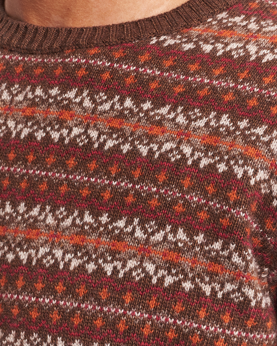 Herren | Pullover | Oscar Jacobson | Pete Fairisle Wool/Cashmere Crewneck Red