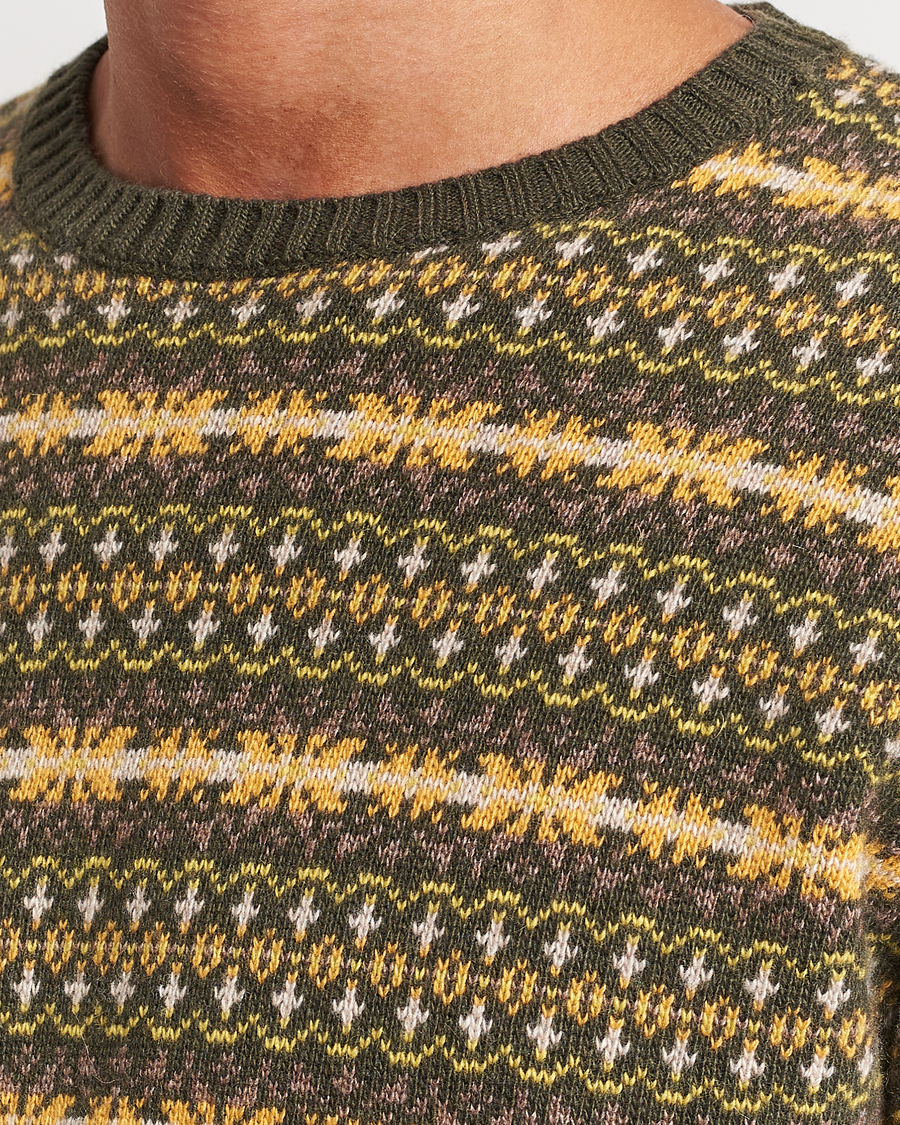 Herren | Pullover | Oscar Jacobson | Pete Fairisle Wool/Cashmere Crewneck Green