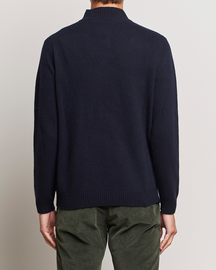 Herren | Pullover | Oscar Jacobson | Percy Wool/Cashmere Knitted Half Zip Navy