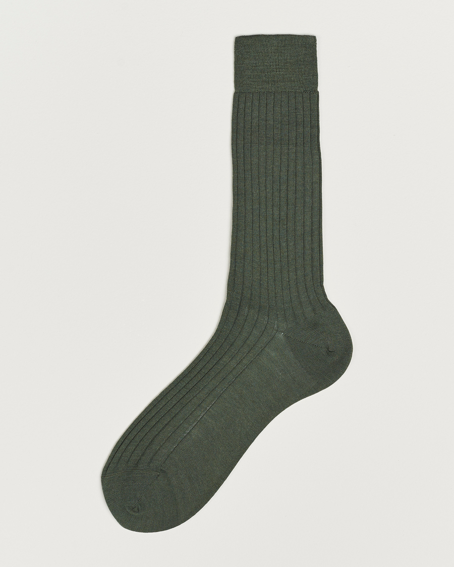 Herren | Unterwäsche | Bresciani | Wool/Nylon Ribbed Short Socks Green